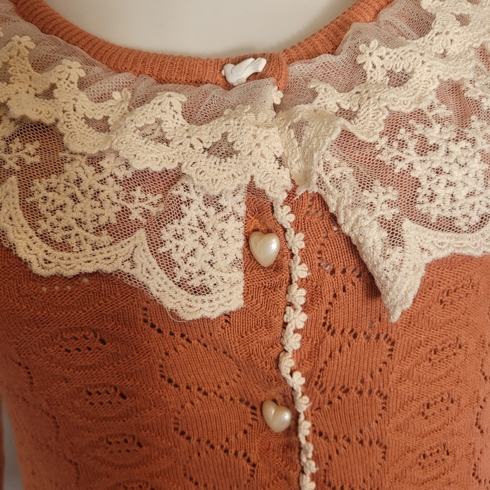 Peach Frill Cardigan, VGUC, Approximate Size M - Picture 2 of 8